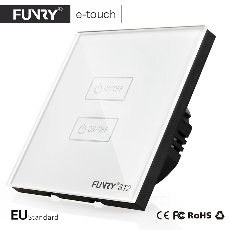 Smart Home 2 Gang 1 Way Wall Switch Luxury Crystal Tempered Glass Touch Panel AC 170~240V Light | Обустройство дома