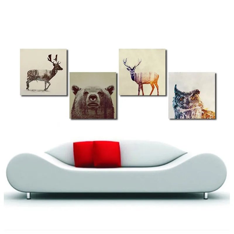 Акварельные скандинавские животные Лев медведь панда художественные принты