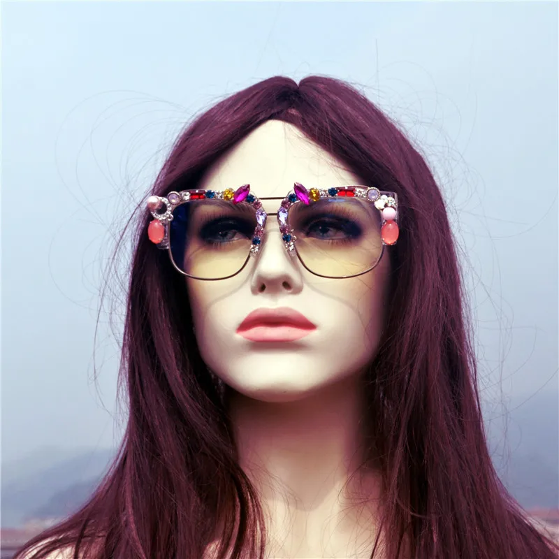 Квадратные Солнцезащитные очки со стразами для мужчин 2019 дизайнерские