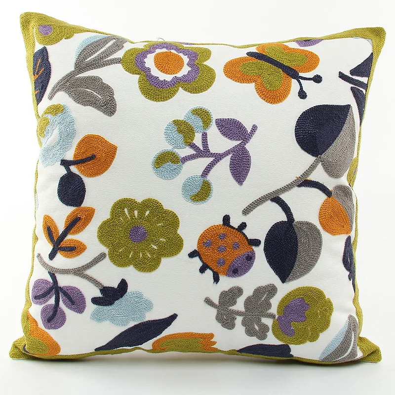 Чехол для подушки с вышивкой цветов и растений | Дом сад