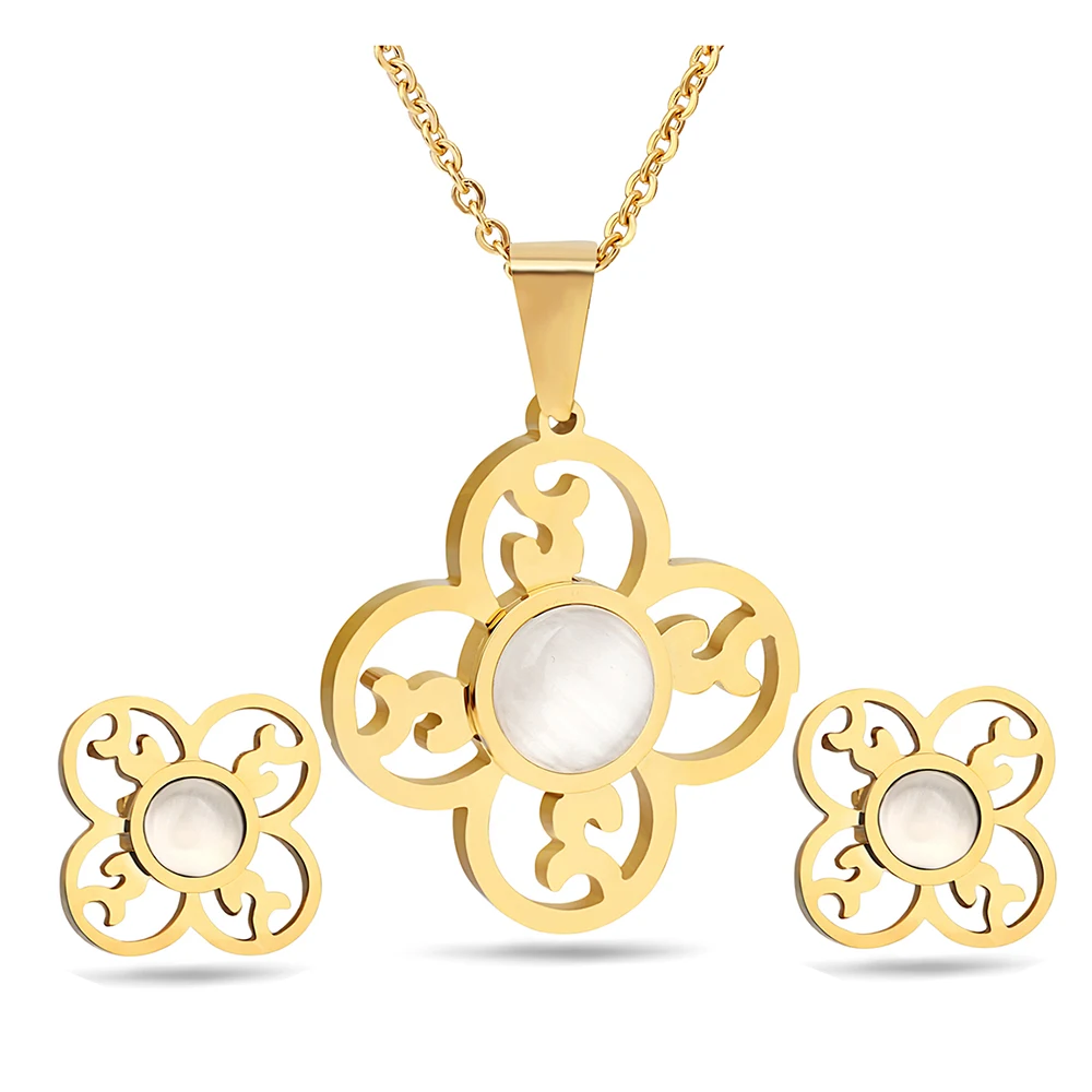 Женский ювелирный комплект из колье и серёг нержавеющей стали 316L|bridal jewelry sets|jewelry
