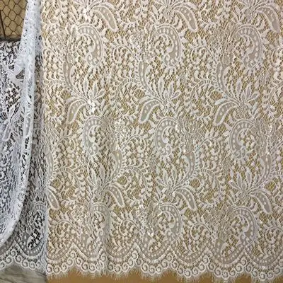 Off white 150cm 3 м/лот, многоцветная французская Высококачественная кружевная ткань для ресниц шириной 150 см, ручная работа, сделай сам, свадебное платье, одежда, аксессуары для штор - Цвет: Off white 150cm