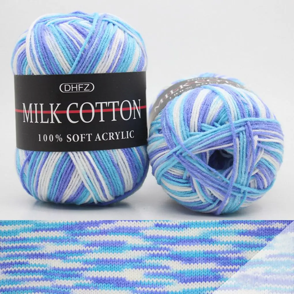 50g/Ball Colorful 3 ply Yarn Handmade DIY Scarf Pillow Blanket Knitting Crochet Soft Milk Cotton Yarn Hand Knitting Supplies