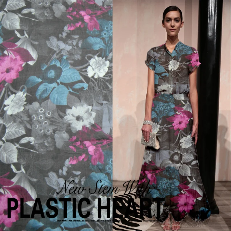 LEO & LIN черная Сливовая 100% шелковая шифоновая тонкая светильник Кая ткань для