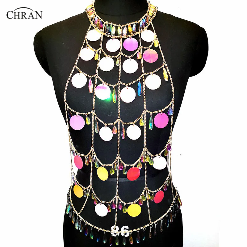 

Chran Seascale Beach Cover Crop Top Belly Waist Belt Chain Necklace Rave Bra Bralete Ibiza Festival Costume Wear Jewelry CRS401