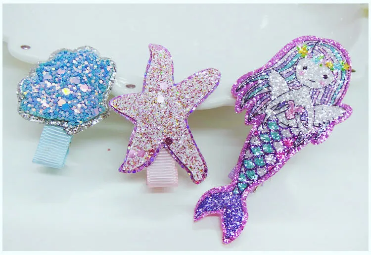 

Boutique ins 5sets Fashion Cute Glitter Starfish Shell Hairpins Fairy Mermaid Hair Clips Princess Headwear Hair Accessories