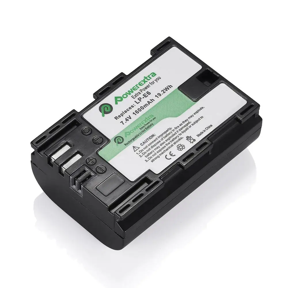 

Powerextra 1600mAh Replacement LPE6 LP-E6 Digital Camera Battery for Canon EOS 6D 60D 7D 70D 5D Mark II III DSLR