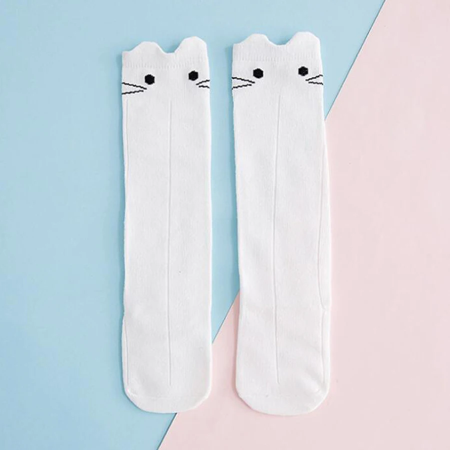 Хлопковые носки для девочек длинные детские гольфы кошка Стиль детское платье