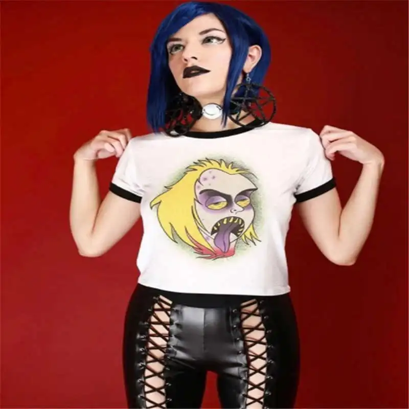 Summer Rock Punk T Shirt Women Streetwear Skull Unicorn Printed Short Sleeve Loose Black Harajuku Brand Tee Shirt Femme Top