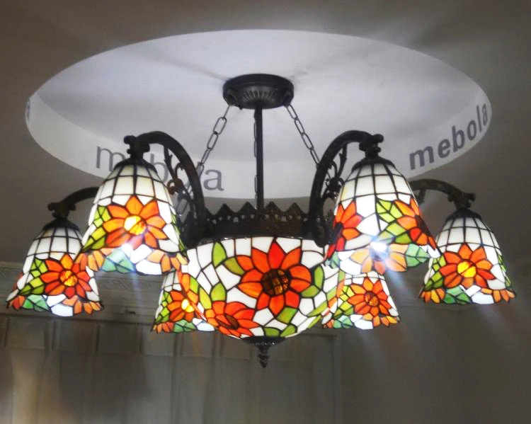 European-style garden sunflowers long bracket lamp lighting living room Restaurant Hotel Tiffany chandelier Hot |