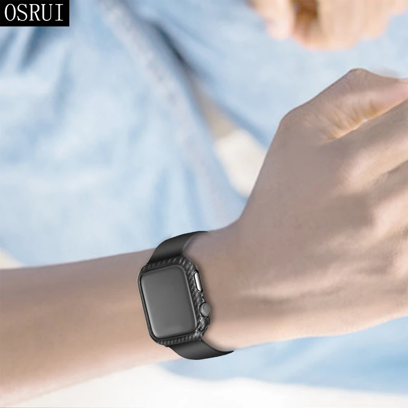 Карбоновый защитный чехол для Apple Watch band correa iwatch 42 мм 38 мм 44 мм 40 мм 5 3 Чехлы бампер Apple watch 4 аксессуары