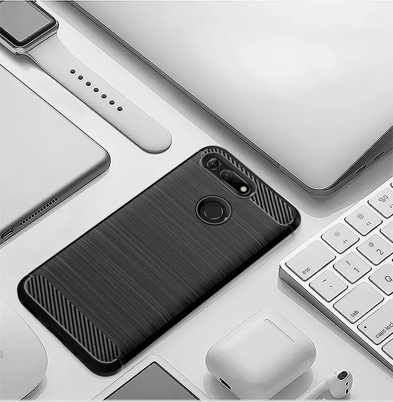Case For Huawei Honor V20 View 20 6.4 inch Silicone Soft TPU Brushed Carbon Fiber Texture Cover sFor |