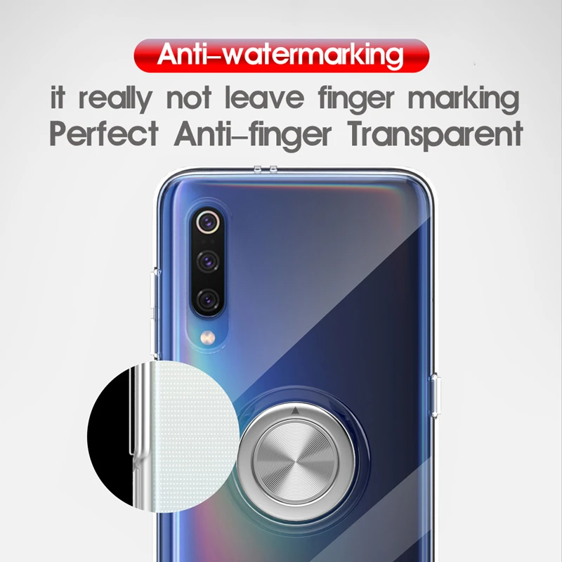 Прозрачный силиконовый чехол для Xiaomi mi 9 SE 8 mi 9 mi 8 с защитой от отпечатков пальцев металлическое кольцо противоударный чехол красный mi Note 7 Pro чехол s Note7