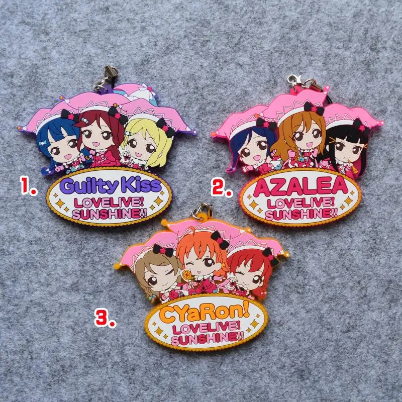 3 шт./лот брелок Нико Рин Umi Maki Chika Dia Riko Yoshi kc Kunikida кэнан Резиновый Ремешок/Подвеска