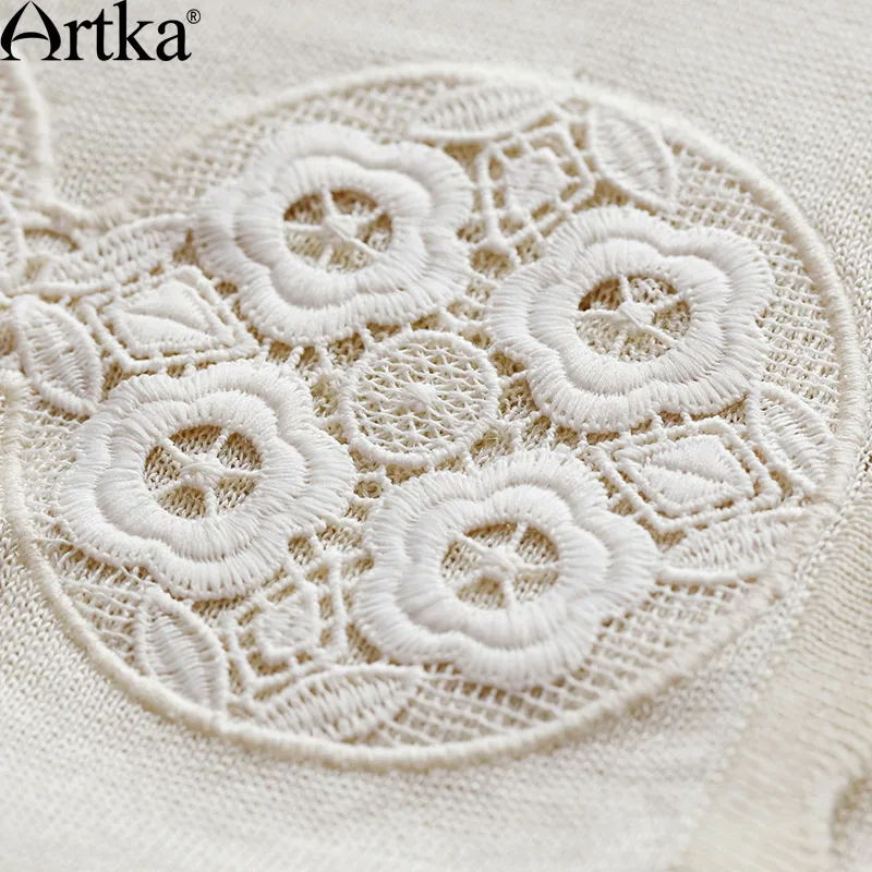 ARTKA женский осенний бежевый жаккардовый кардиган с вышивкой винтажный