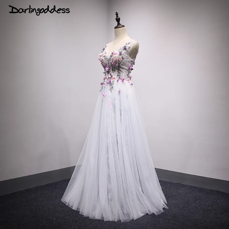 Robe de Soiree/длинное вечернее платье в пол серое с v образным вырезом сексуальные