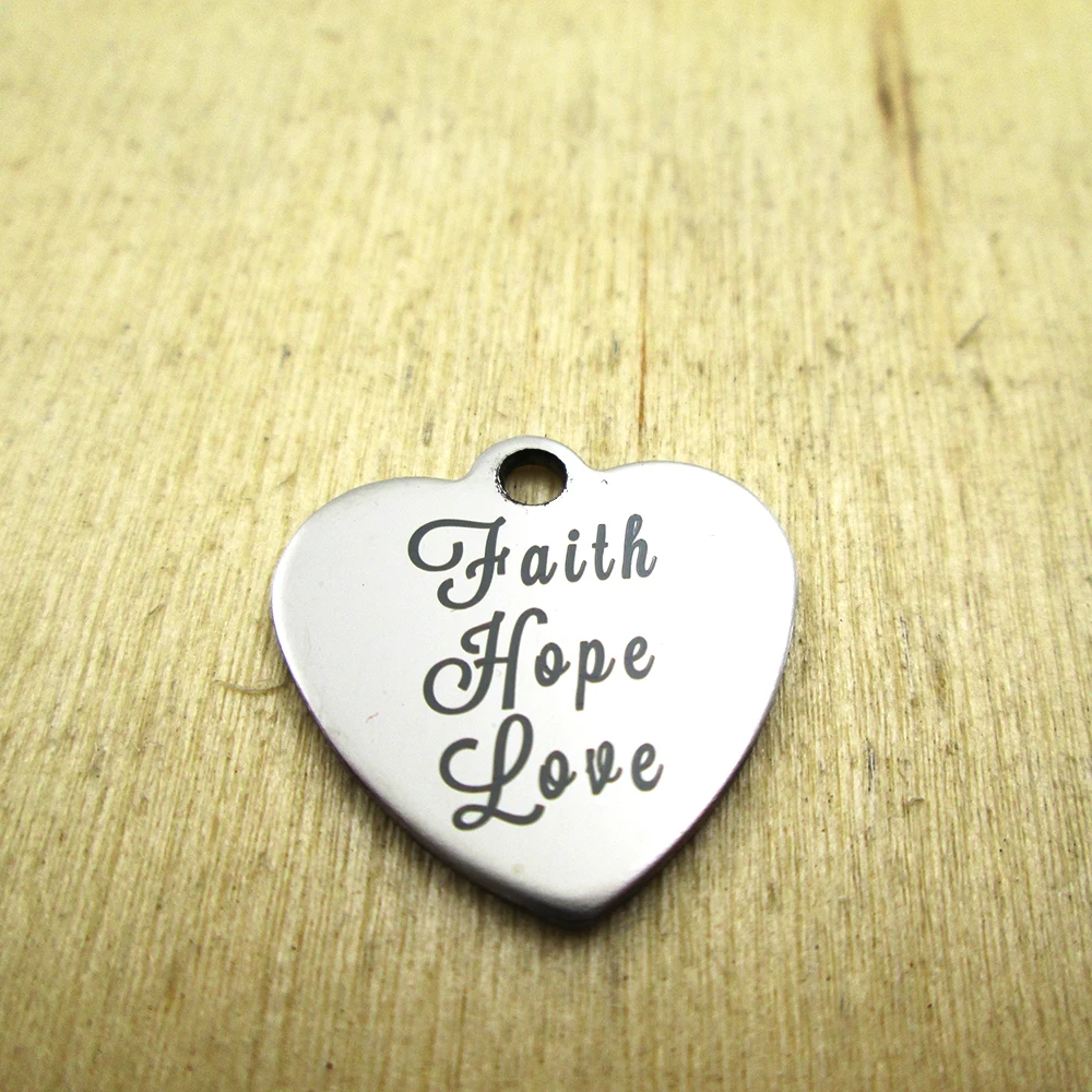 10 шт./лот подвески из нержавеющей стали faith hope love лазерная гравировка