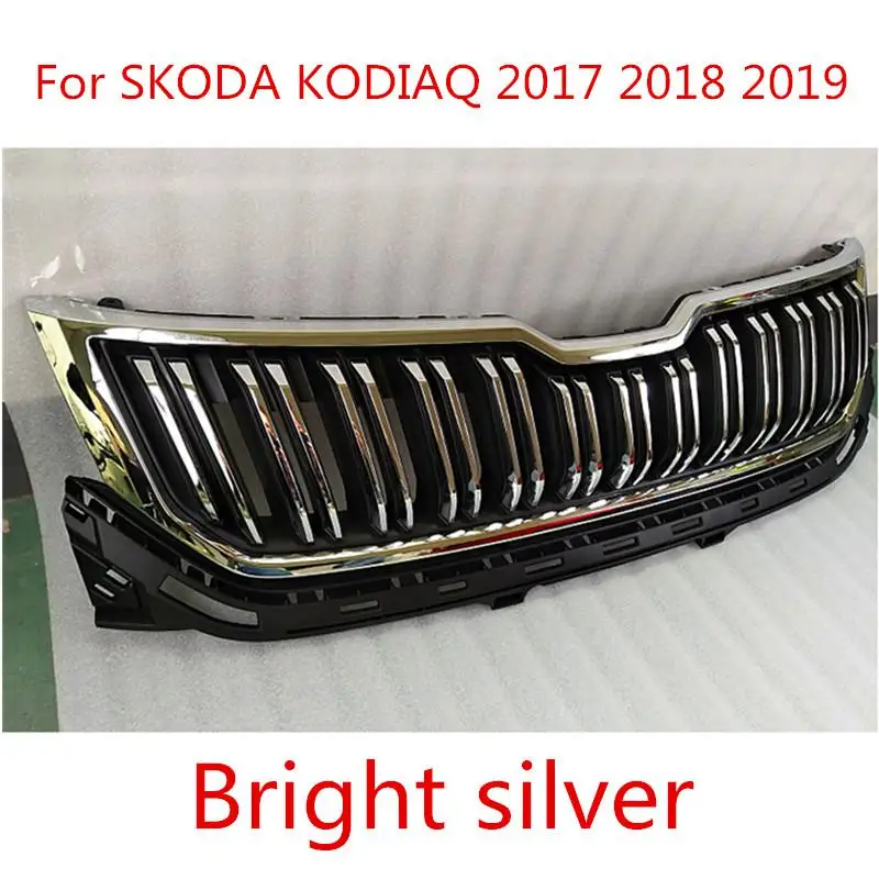 Для SKODA KODIAQ Высококачественный ABS хромированный автомобильный Стайлинг передняя решетка отделка гоночные грили отделка пластиковый гриль - Цвет: Серебристый