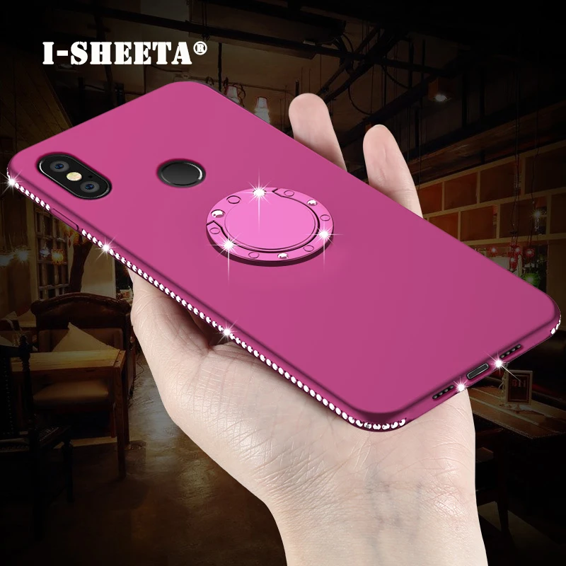 360 Magnetic Ring Holder Stand For Xiaomi Mi A1 A2 8 9 SE Lite Soft TPU Case Cover Redmi Note 7 5 6 Pro 6A 3D Diamond Frame |