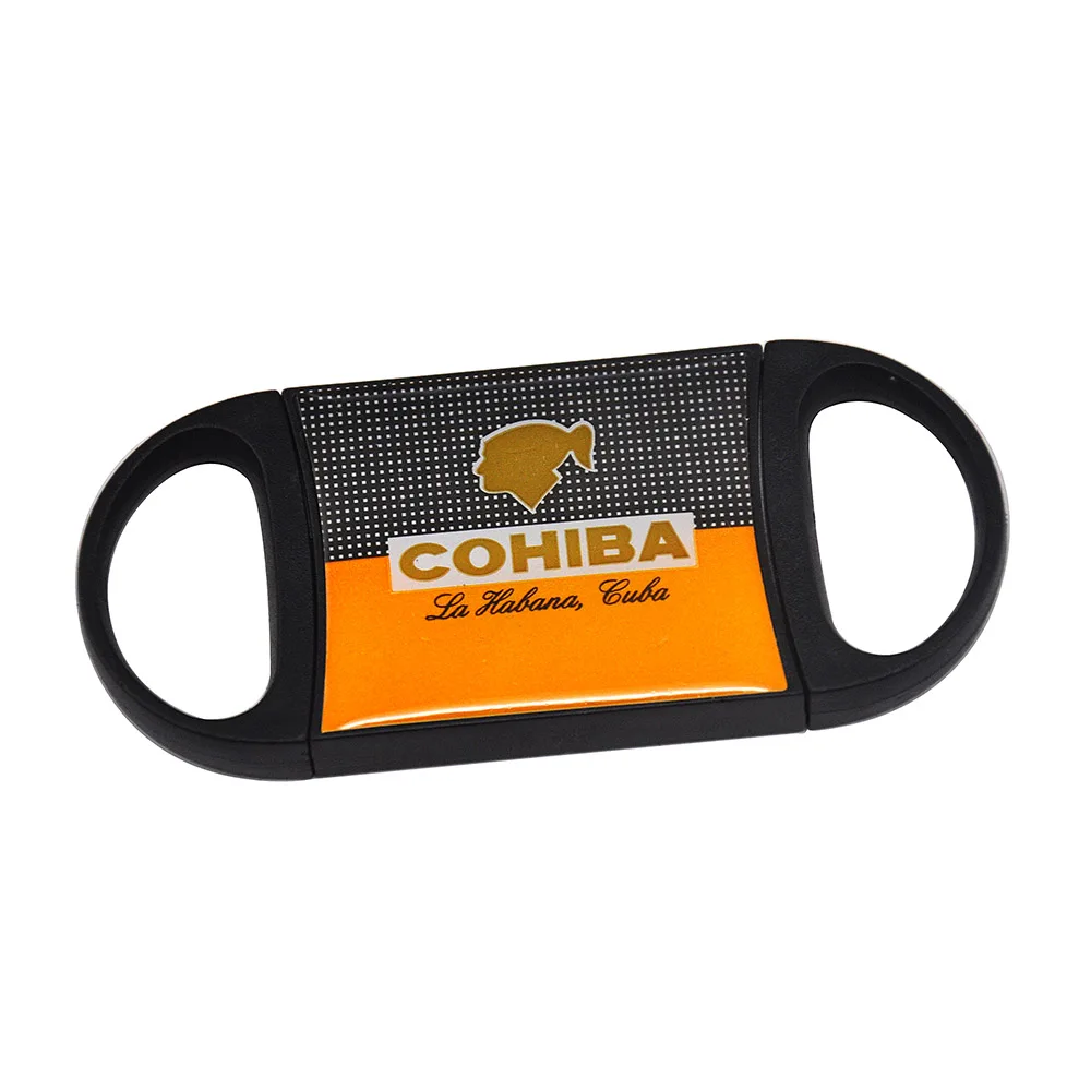 Black Фокус Cohiba пластиковая гильотина двойное лезвие, нож для сигар 55 кольцо из нержавеющей стали кубинские сигарные резаки Ножи Ножницы Кусачки - Цвет: Black