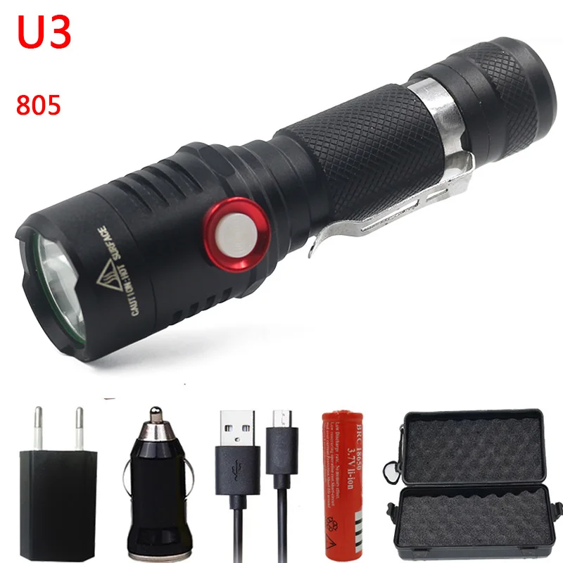 Litwod Z20 Micro USB Перезаряжаемый светодиодный фонарик XM-L2 U3 Zoomable 18650 перезаряжаемый аккумулятор фонарик 1 Режим ВКЛ/ВЫКЛ - Испускаемый цвет: Option D