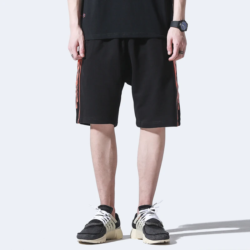 CHINISM Лето Сторона капли воды Print Joggers мужской моды сбоку полосатые шорты хип хоп