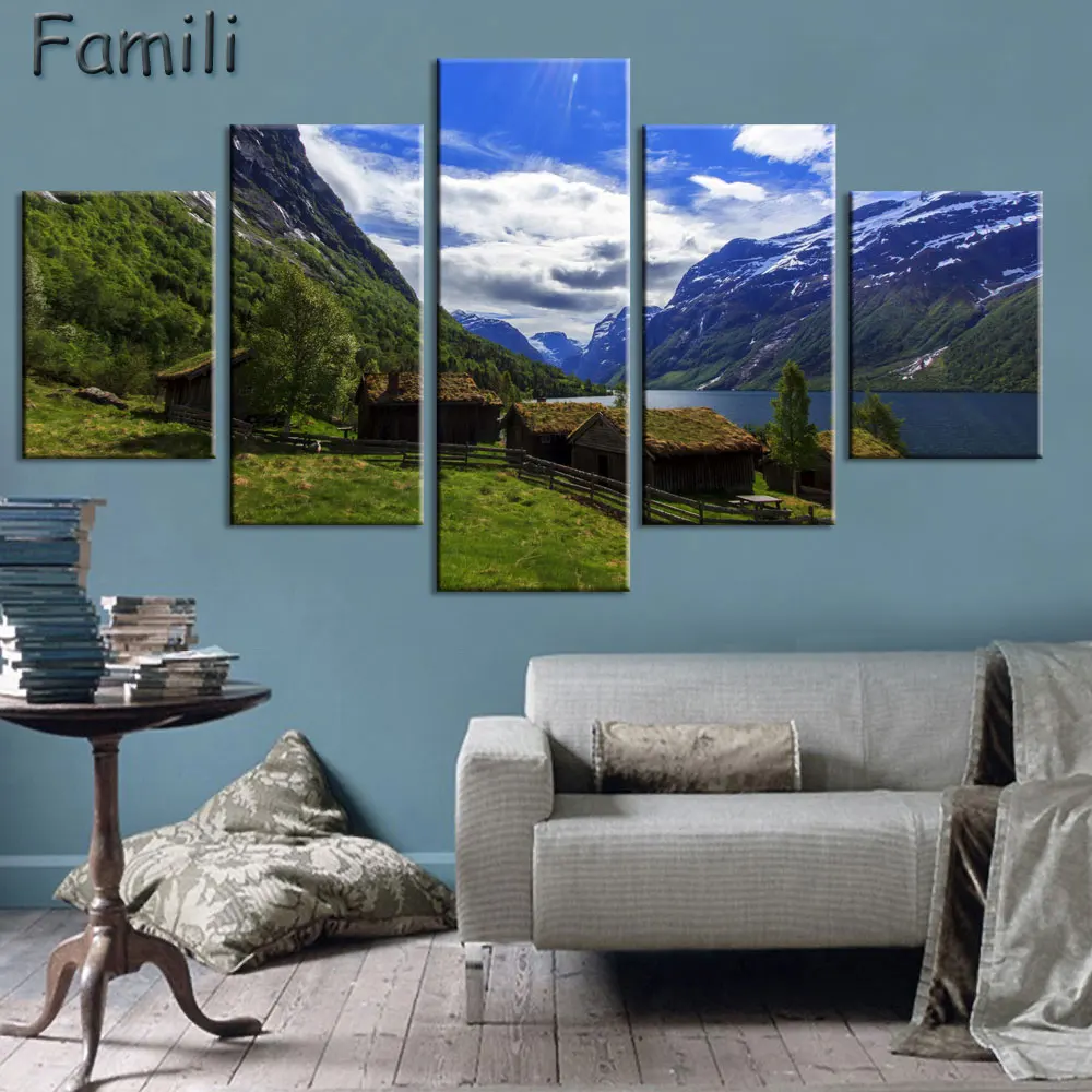 Печатная живопись модульный плакат Настенная картина 5 шт./компл. Норвежское