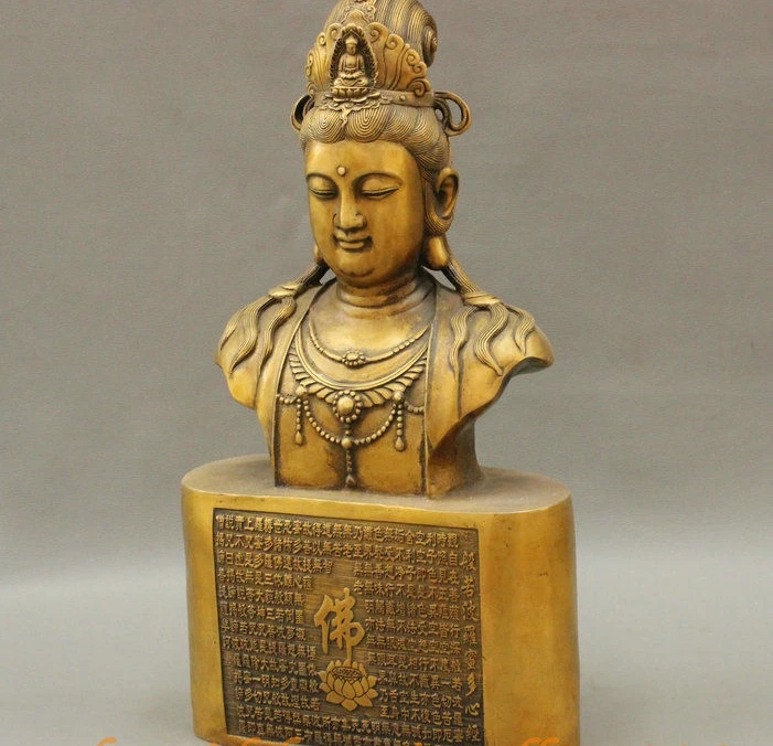 18 &quotКитайский Тибетский Буддизм Бронзовый Кван-Инь Гуаньинь Глава