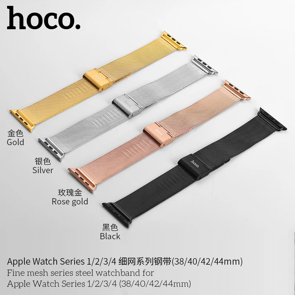 HOCO Milanese Loop для Apple Watch 5 4 3 2 1 Band 44 мм 40 мм 38 мм iWatch Series 5 4 Ремешок из нержавеющей стали Ремень Женщины Мужчины Браслет