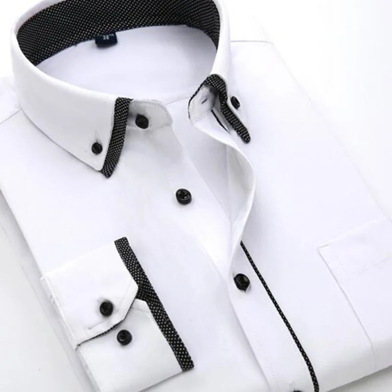 Мужские одноцветные однобортные приталенные рубашки Camisa, чистый хлопок, саржевое платье, формальные деловые рубашки высокого качества, яркие цвета - Цвет: white
