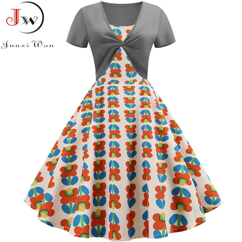 Винтажное платье 2019 летний комплект из двух предметов женское в горошек стиле