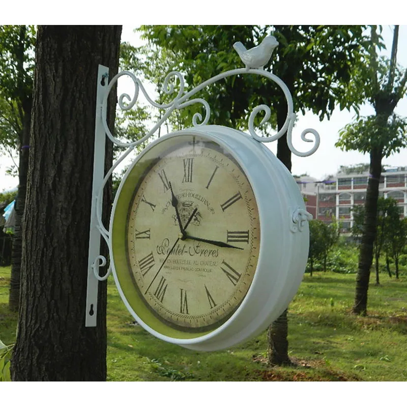 Двухсторонние настенные часы винтажные из кованого железа цифровые Duvar Saati | Дом и