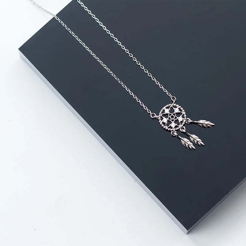 INZATT, Boho, Круглый, Ловец снов, циркон, подвеска, ожерелье, Настоящее 925 пробы, серебро, колье, модное ювелирное изделие для женщин, милые, вечерние, подарок