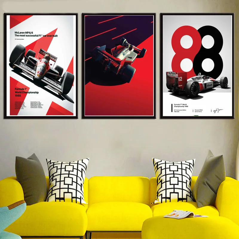 MX104 Ayrton Senna F1 Formula Grand Racing Car Star MCLAREN плакат искусство печать изображений Шелковый Холст домашняя, комнатная, Настенная Декор