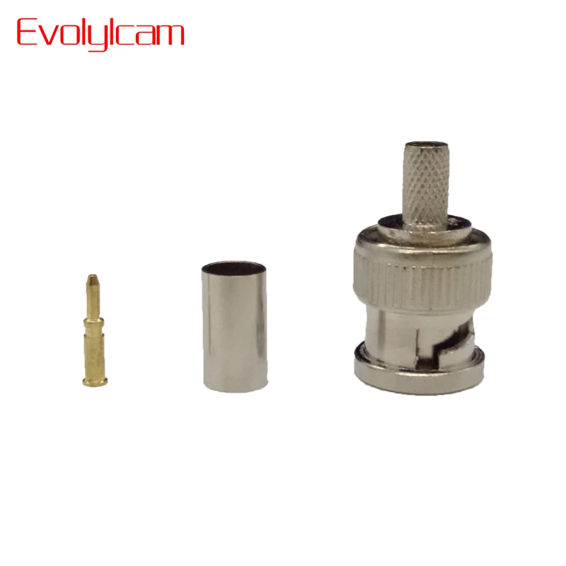 Evolylcam BNC Переходник штекер штепсельная Вилка для RG59 коаксиальный кабель RG59 разъем BNC Мужской из 3 предметов обжимной Аксессуары видеонаблюдения Системы конвентер