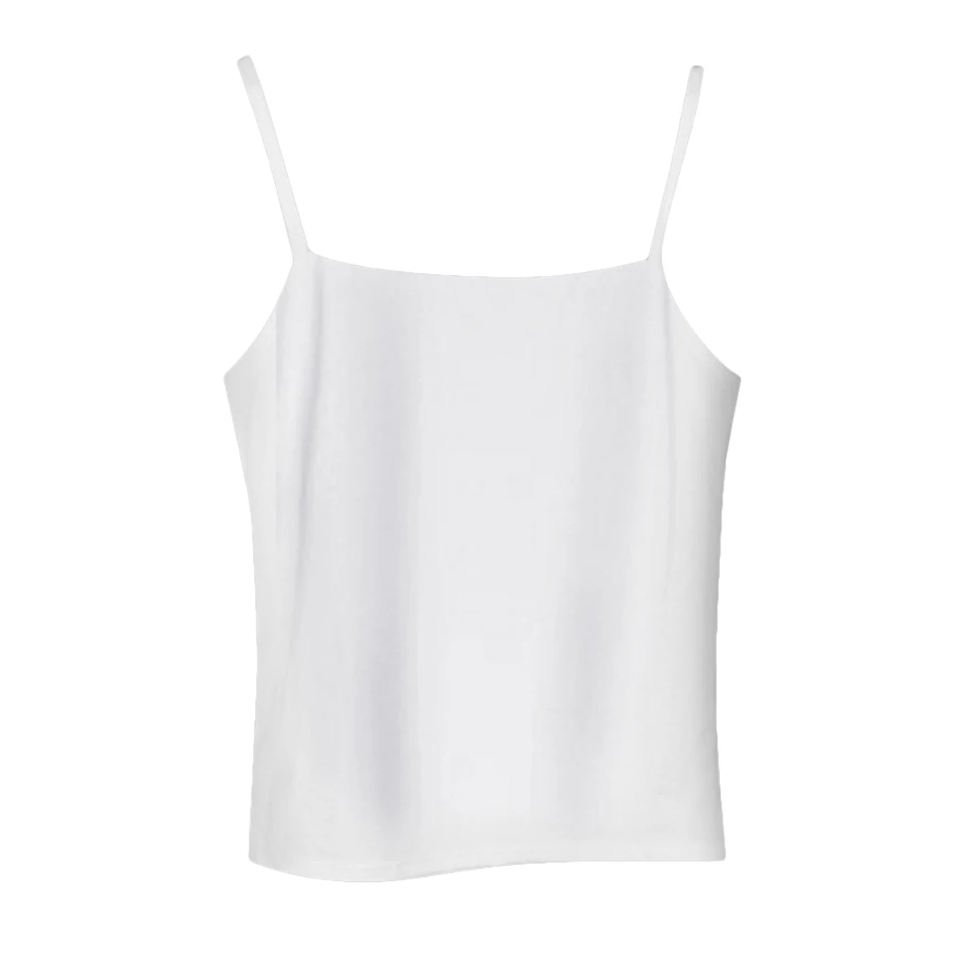 Women Sexy Sleeveless Tank Top Summer Strappy Cami Tops Vest Casual Solid Color Slim Tee Shirt Ladies White Black Camisole