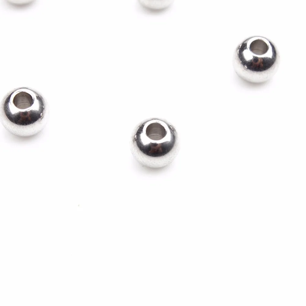 

50pcs/lot Silver Color Tone Stainless Steel Spacer Beads For Jewelry Making4/6/8/10mm Fit Bracelet Necklace Accessories for DIY