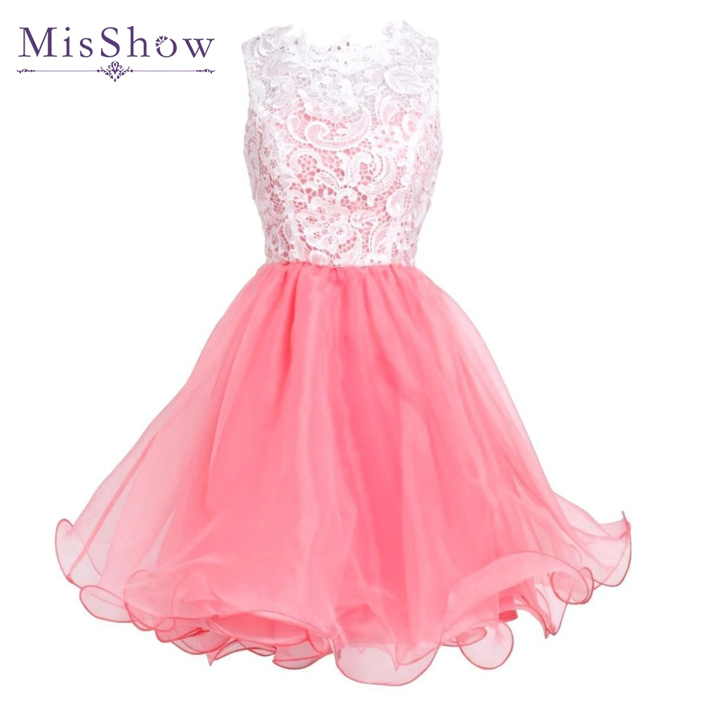 2019 белый кружевной лиф розовая Тюлевая юбка платья для выпускного вечера 8 класс