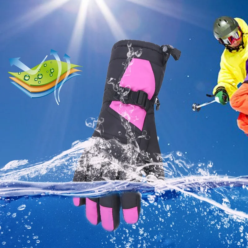 Ski Gloves Men Women Snowboard Waterproof Warm Snow Skiing Glove Outdoor Sport Snowmobile Hiking Motorcycle Riding | Спорт и