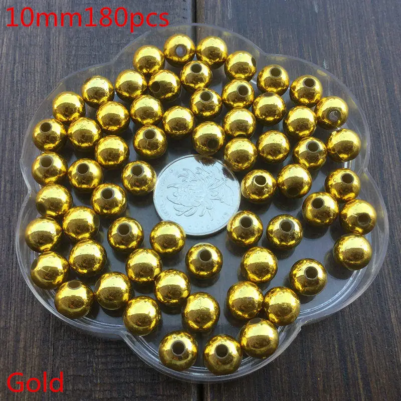 10mm 90pcs 50 грамм 4 6 8 до 10 мм Золотые/серебряные ювелирные изделия имитация жемчуга интервальные шарики ювелирные изделия DIY ожерелье браслет - Цвет: 10mm 90pcs