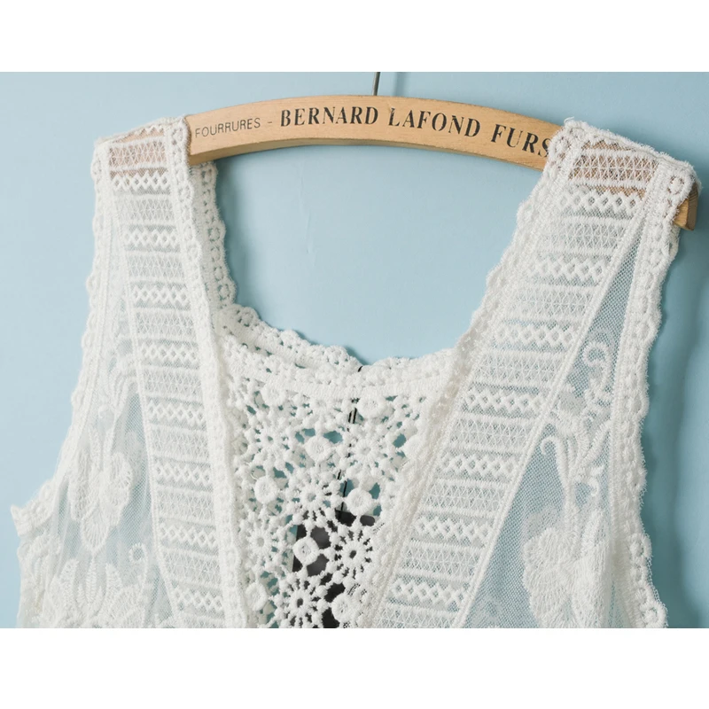 Женское платье с v образным вырезом SESOAF элегантное хлопковое кружевами