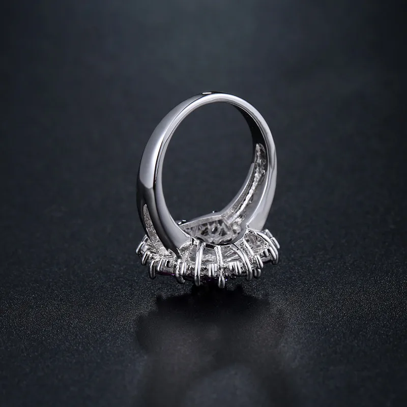 Мода 2017 г. цветок Форма фиолетовый Кольца для Для женщин Размеры 7/8/9 дамы любят