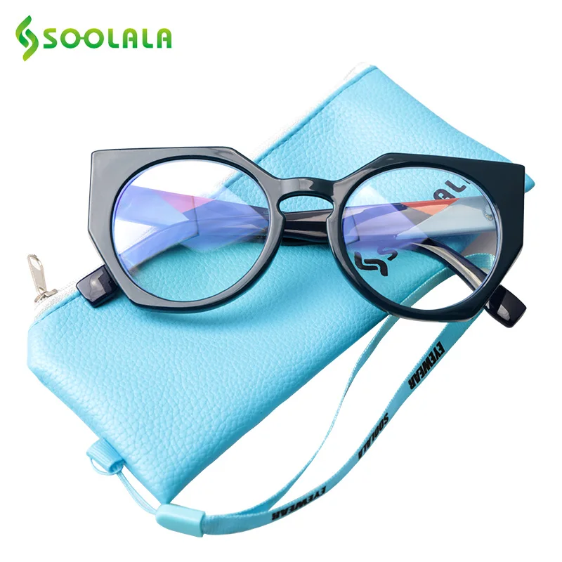 

SOOLALA Irregular Anti Blue Light Blocking Glasses Men Women Cat Eye Sleeping Better Computer Gaming Protection Optical Glasses