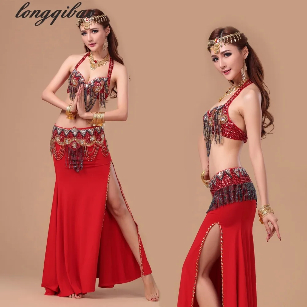 

New Belly Dance Bra Set Yamagami Glassbeads Embroidery Indian Dance High Performance Costumes(Bra / girdle / skirt) TB7525