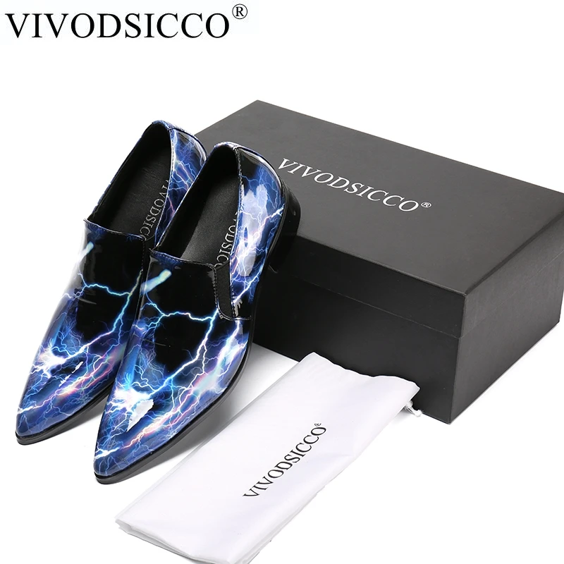 

VIVODSICCO New Business Men Dress Shoes Fashion Man Genuine Patent Leather Wedding Shoes Social Sapato Male Oxfords Flats Shoes