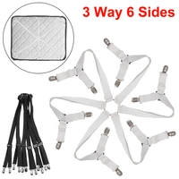 6 sides bed sheet holder adjustable 3 way fasteners elastic suspenders anti slip clips fitted mattress cover sofa cushion