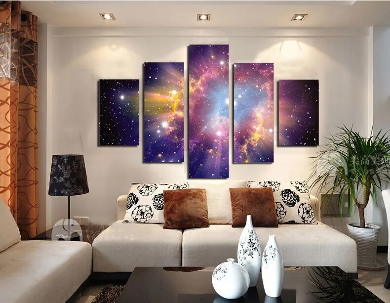 JIE DO ART 5 Космические Красочные фиолетовые галактические фрески Современное