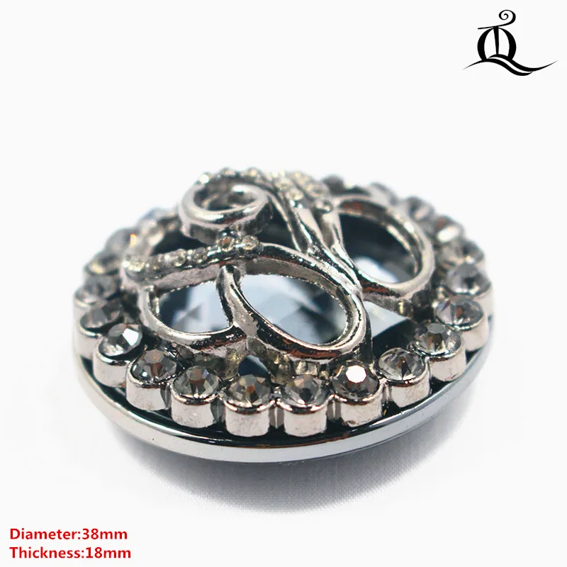 1 шт., 38 мм Смешанные Модные металлические акриловые меховые пуговицы, норковая шуба пуговицы. Стразы кнопки. Большой с бриллиантовой пряжкой. Аксессуар - Цвет: Антикварная бронза