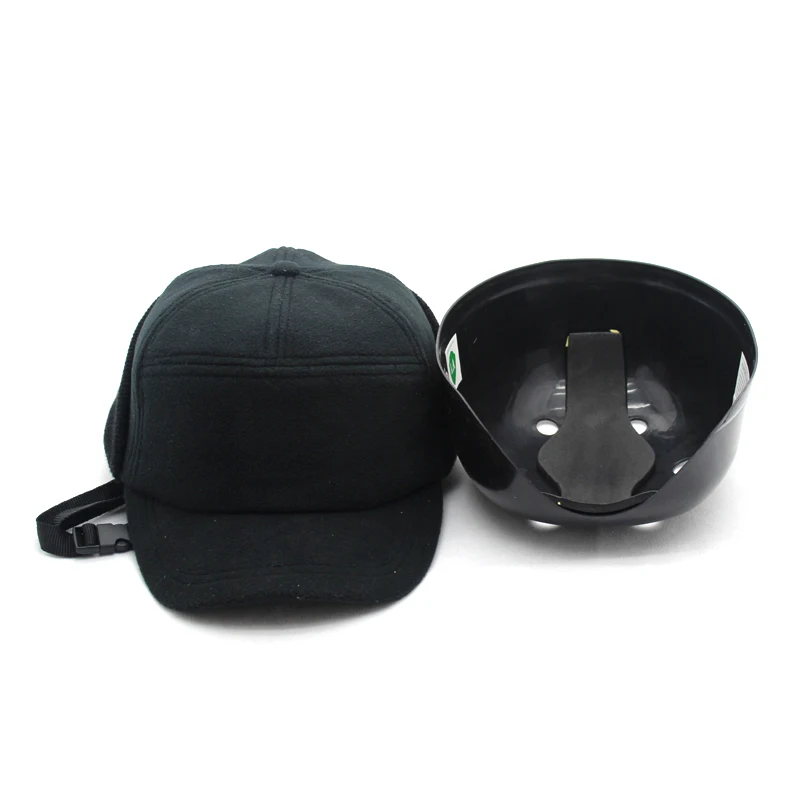 Черный теплый рабочий защитный шлем противоударный колпачок на стройке защитные