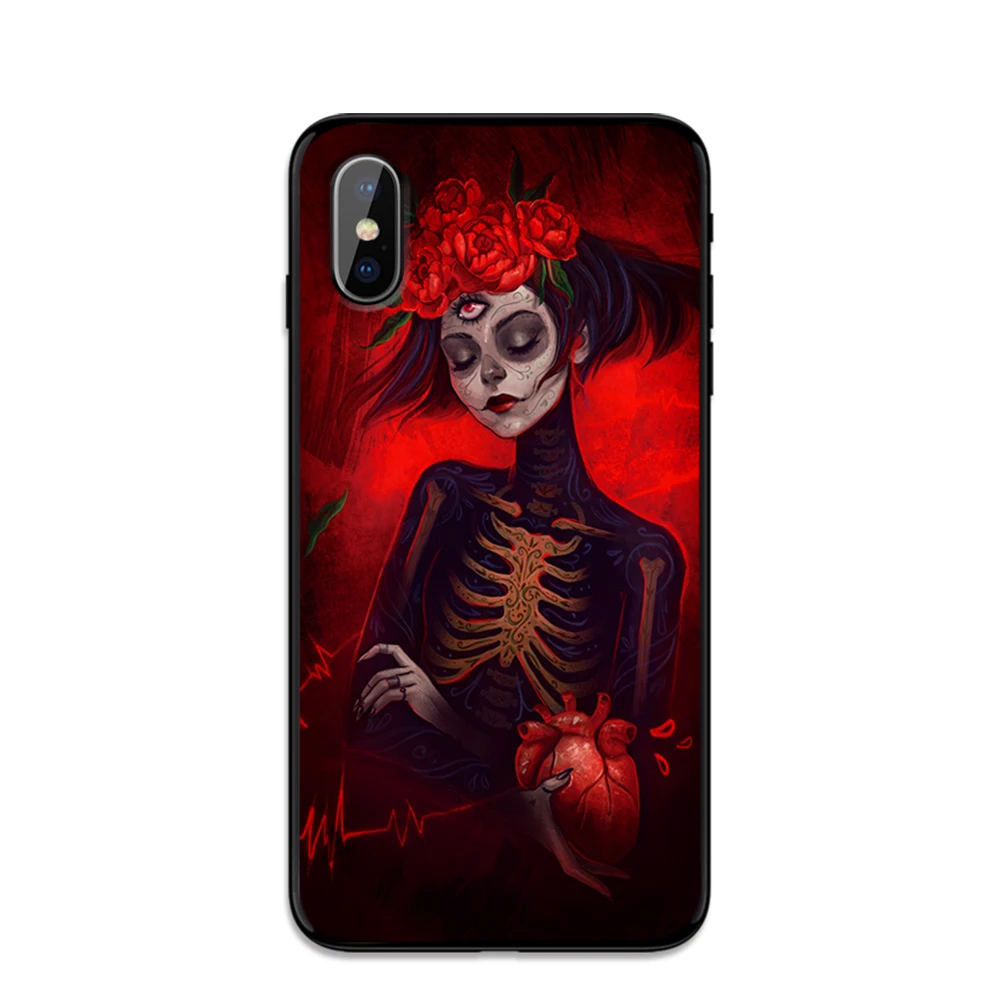 Мягкий чехол из ТПУ с изображением ужасной розы и черепа для Apple iPhone 6 6S 7 8 Plus 5 5S SE X